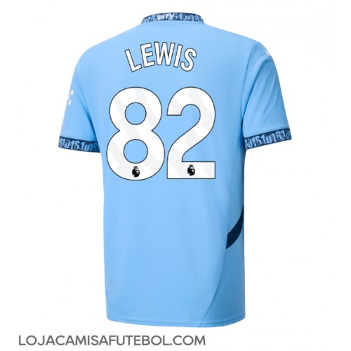 Camisa de Futebol Manchester City Rico Lewis #82 Equipamento Principal 2024-25 Manga Curta